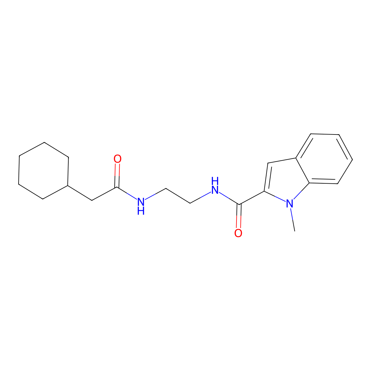 N-{2-[(cyclohexylacetyl)amino]ethyl}-1-methyl-1H-indole-2-carboxamide molecular structure, CAS 1144465-96-2