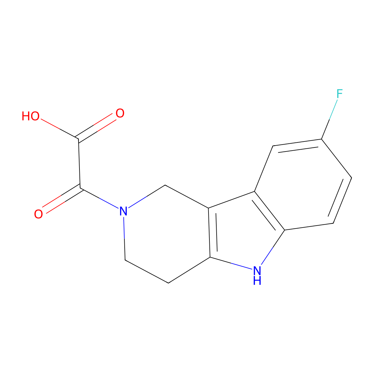 2-(8-fluoro-3,4-dihydro-1H-pyrido[4,3-b]indol-2(5H)-yl)-2-oxoacetic acid molecular structure, CAS 1144466-00-1
