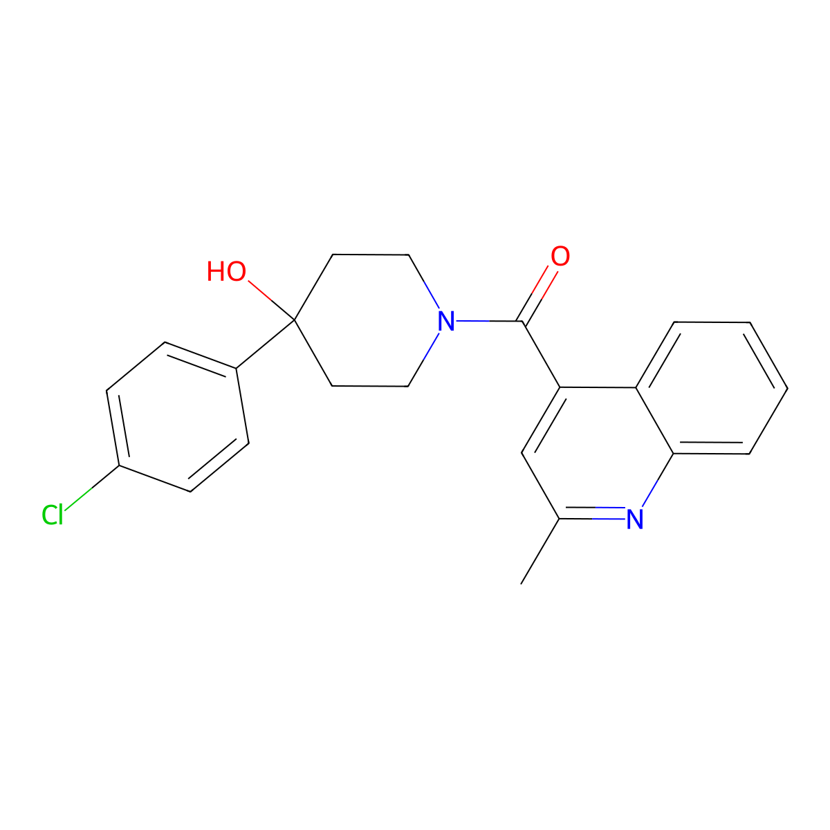 [4-(4-Chlorophenyl)-4-hydroxypiperidino](2-methyl-4-quinolyl)methanone molecular structure, CAS 1144466-01-2