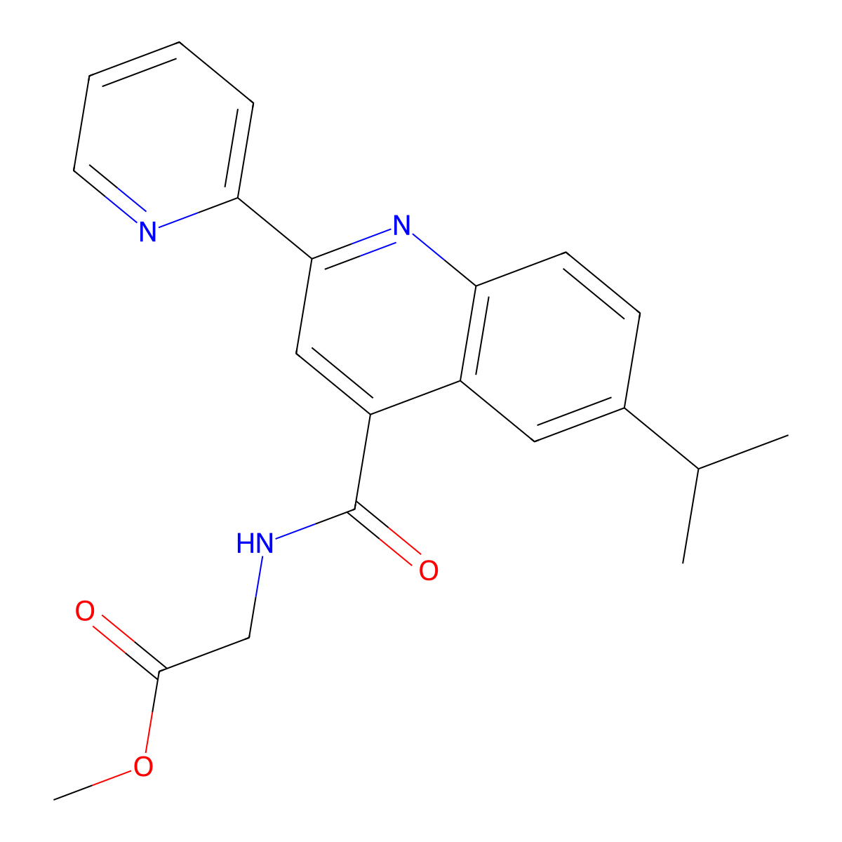 methyl N-{[6-(propan-2-yl)-2-(pyridin-2-yl)quinolin-4-yl]carbonyl}glycinate molecular structure, CAS 1144466-04-5