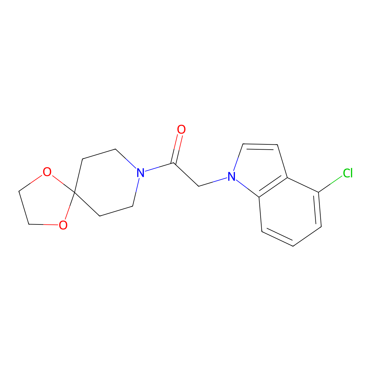 8-[(4-chloro-1H-indol-1-yl)acetyl]-1,4-dioxa-8-azaspiro[4.5]decane molecular structure, CAS 1144466-16-9