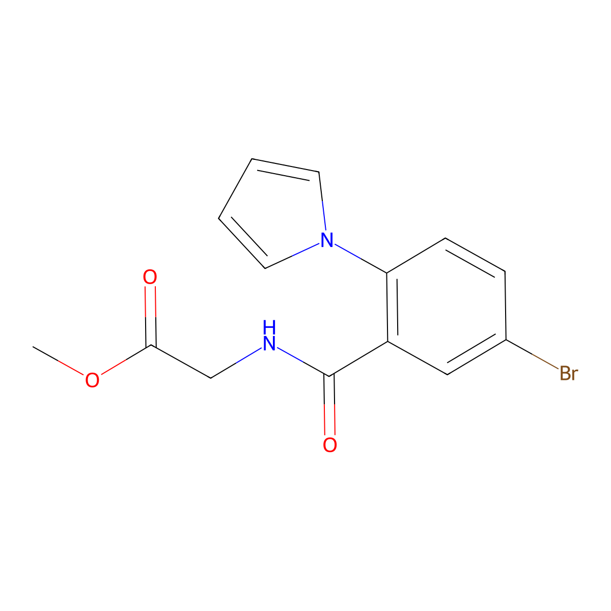 methyl N-{[5-bromo-2-(1H-pyrrol-1-yl)phenyl]carbonyl}glycinate molecular structure, CAS 1144466-43-2