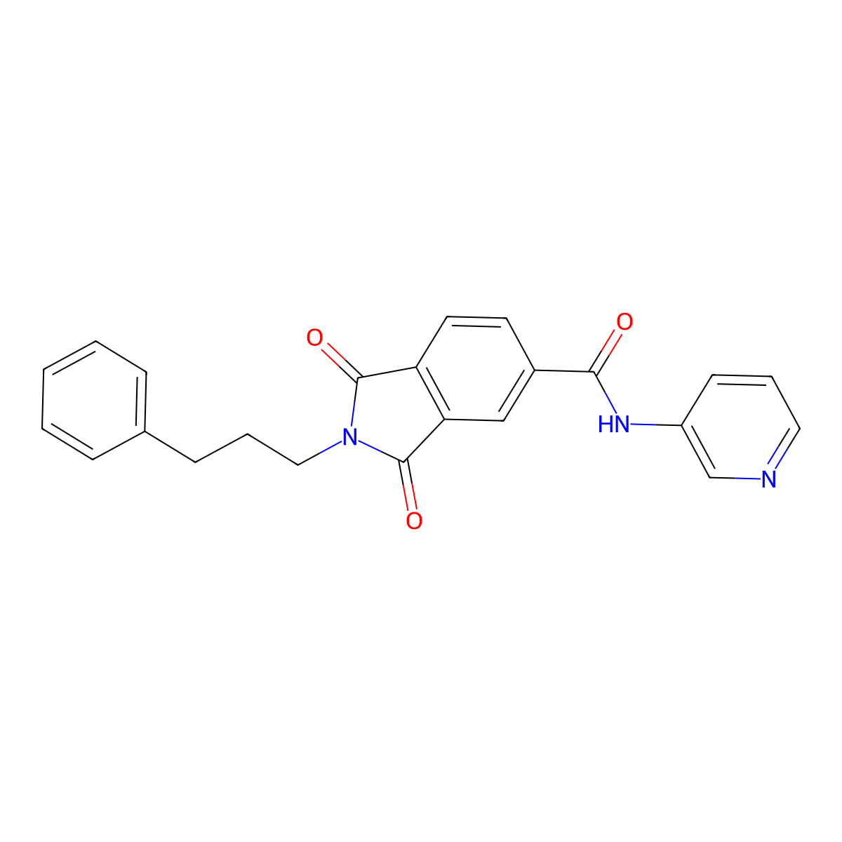 1,3-dioxo-2-(3-phenylpropyl)-N-(pyridin-3-yl)-2,3-dihydro-1H-isoindole-5-carboxamide molecular structure, CAS 1144466-44-3