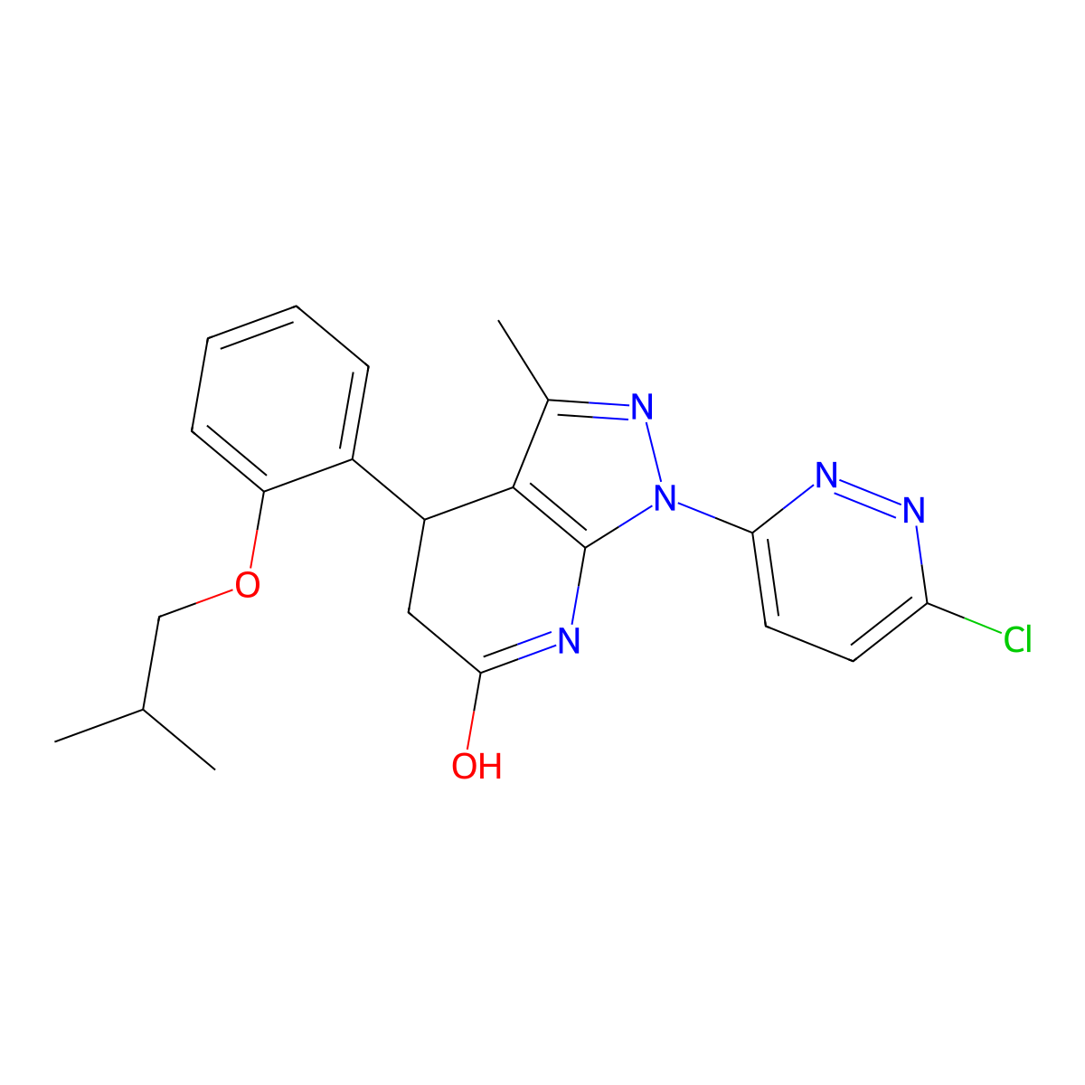1-(6-chloropyridazin-3-yl)-4-(2-isobutoxyphenyl)-3-methyl-4,5-dihydro-1H-pyrazolo[3,4-b]pyridin-6(7H)-one molecular structure, CAS 1144466-54-5