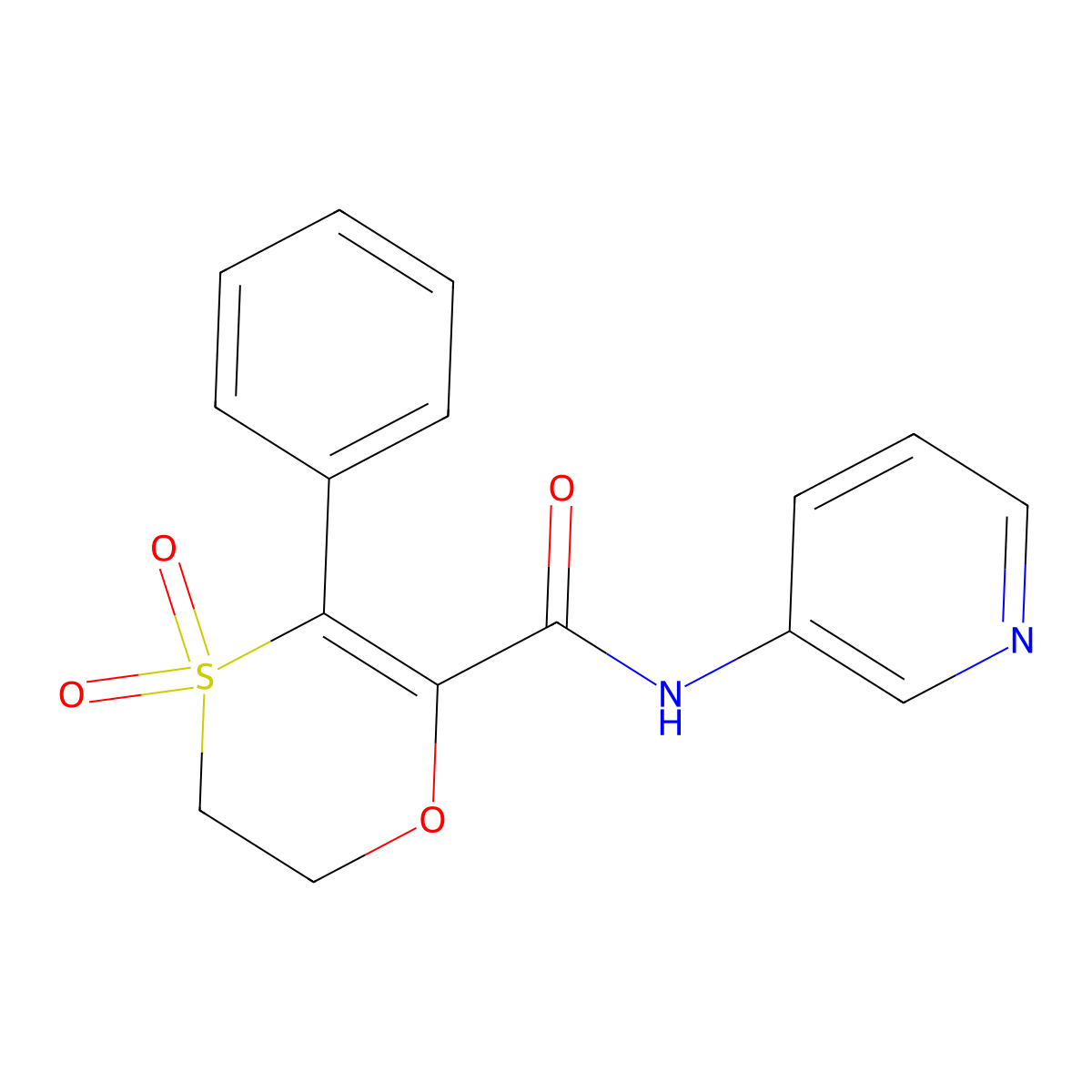 3-phenyl-N-(pyridin-3-yl)-5,6-dihydro-1,4-oxathiine-2-carboxamide 4,4-dioxide molecular structure, CAS 1144466-56-7