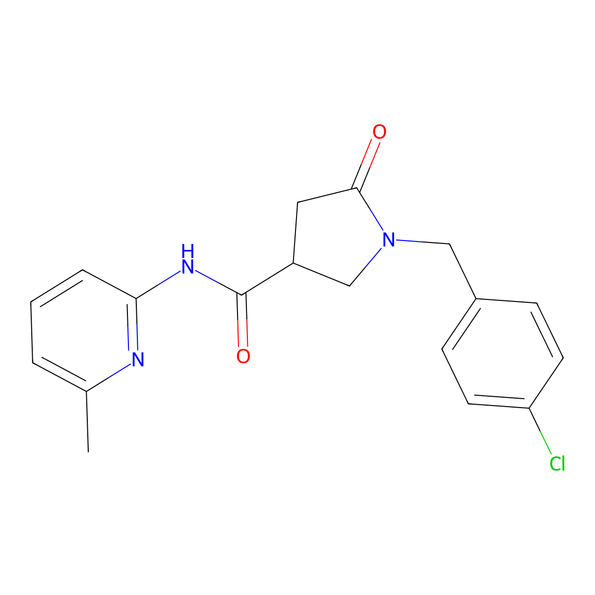 1-(4-chlorobenzyl)-N-(6-methylpyridin-2-yl)-5-oxopyrrolidine-3-carboxamide molecular structure, CAS 1144466-67-0