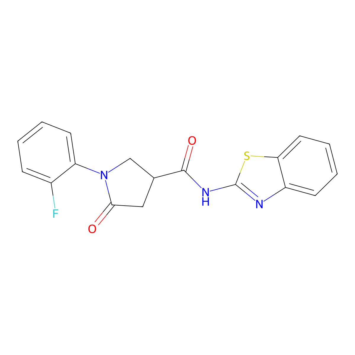 N-[(2Z)-1,3-benzothiazol-2(3H)-ylidene]-1-(2-fluorophenyl)-5-oxopyrrolidine-3-carboxamide molecular structure, CAS 1144466-74-9