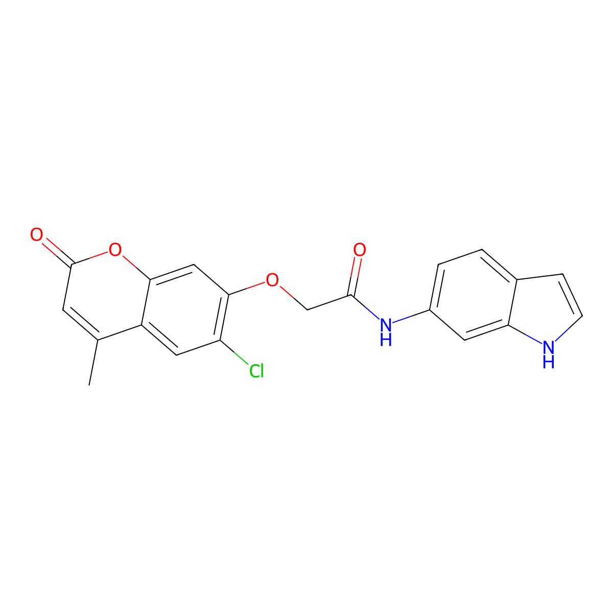 2-[(6-chloro-4-methyl-2-oxo-2H-chromen-7-yl)oxy]-N-(1H-indol-6-yl)acetamide molecular structure, CAS 1144466-80-7