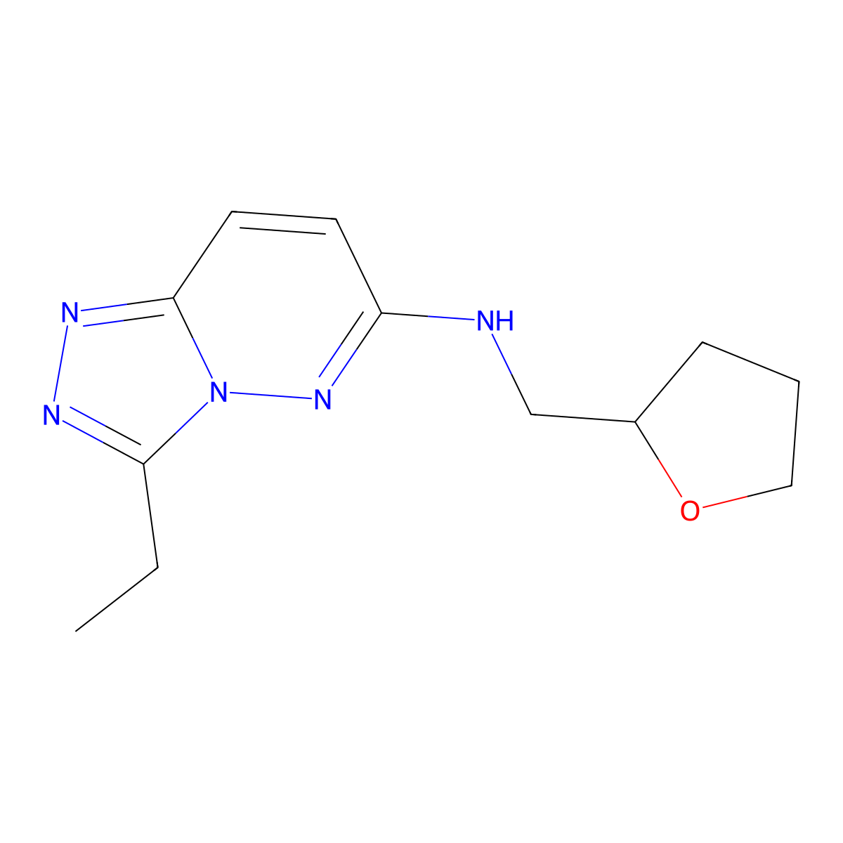 3-ethyl-N-(tetrahydrofuran-2-ylmethyl)[1,2,4]triazolo[4,3-b]pyridazin-6-amine molecular structure, CAS 1144467-00-4