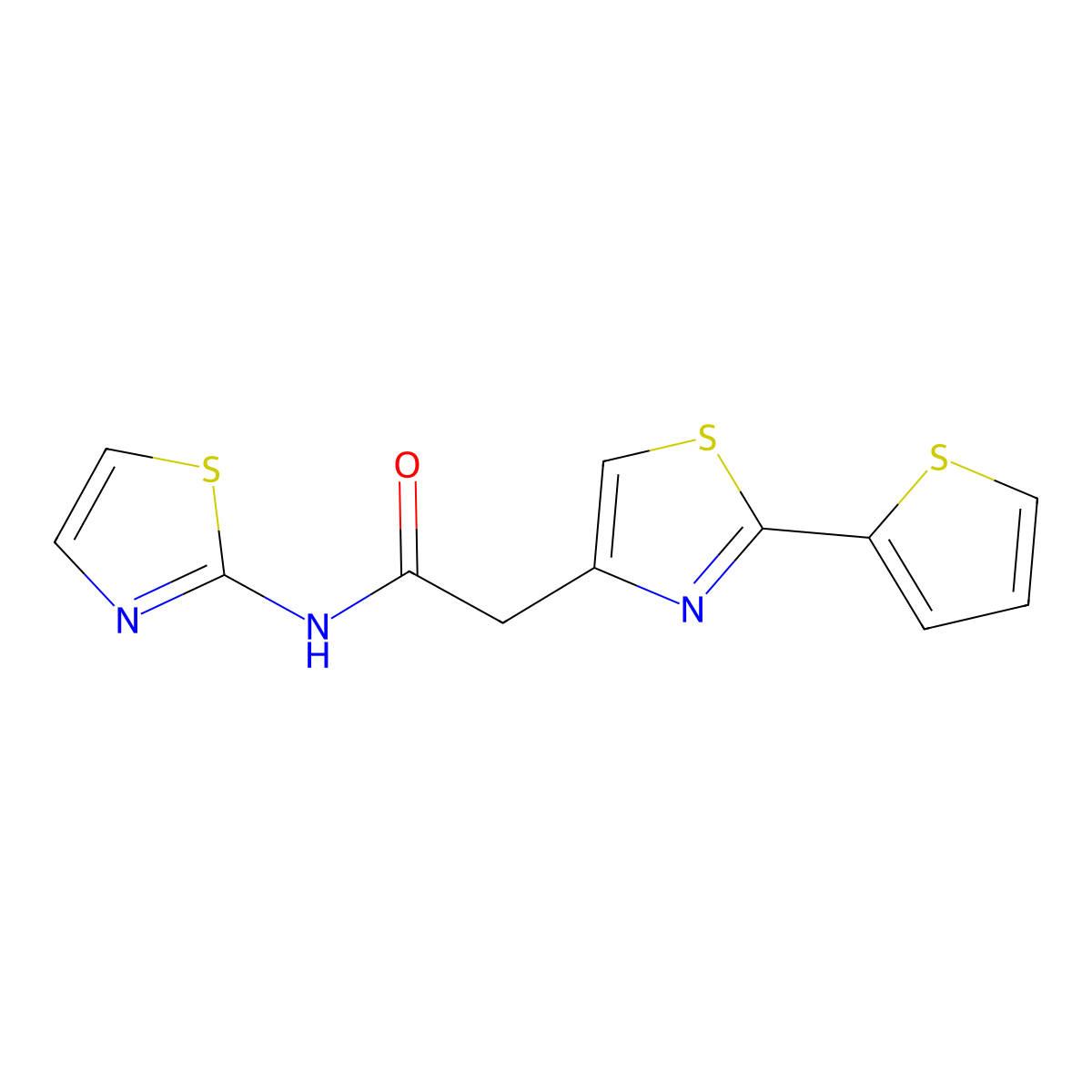 N-(1,3-thiazol-2-yl)-2-[2-(thiophen-2-yl)-1,3-thiazol-4-yl]acetamide molecular structure, CAS 1144467-17-3