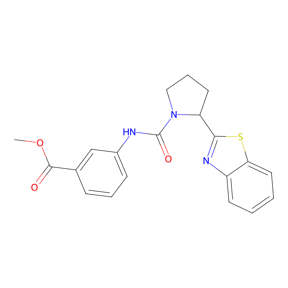 Methyl 3-({[2-(1,3-benzothiazol-2-yl)pyrrolidin-1-yl]carbonyl}amino)benzoate molecular structure, CAS 1144467-22-0