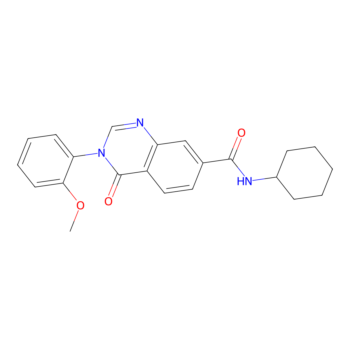 N-cyclohexyl-3-(2-methoxyphenyl)-4-oxo-3,4-dihydroquinazoline-7-carboxamide molecular structure, CAS 1144467-25-3