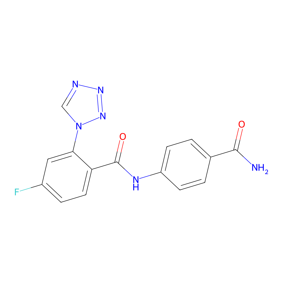 N-(4-carbamoylphenyl)-4-fluoro-2-(1H-tetrazol-1-yl)benzamide molecular structure, CAS 1144467-32-2