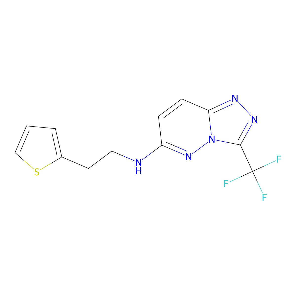 N-[2-(thiophen-2-yl)ethyl]-3-(trifluoromethyl)[1,2,4]triazolo[4,3-b]pyridazin-6-amine molecular structure, CAS 1144467-72-0