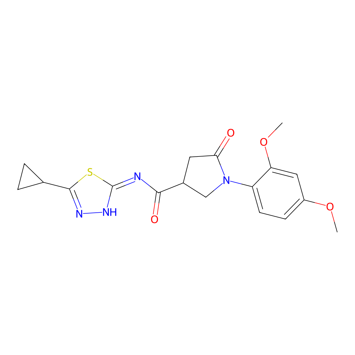N-(5-cyclopropyl-1,3,4-thiadiazol-2-yl)-1-(2,4-dimethoxyphenyl)-5-oxopyrrolidine-3-carboxamide molecular structure, CAS 1144467-73-1