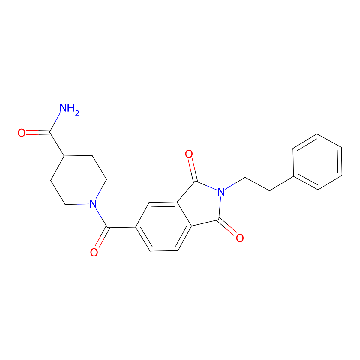 1-{[1,3-dioxo-2-(2-phenylethyl)-2,3-dihydro-1H-isoindol-5-yl]carbonyl}piperidine-4-carboxamide molecular structure, CAS 1144467-85-5