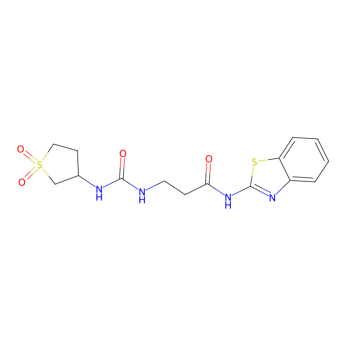 (E)-N-1,3-benzothiazol-2(3H)-ylidene-N~3~-[(1,1-dioxidotetrahydrothiophen-3-yl)carbamoyl]-beta-alaninamide molecular structure, CAS 1144467-86-6