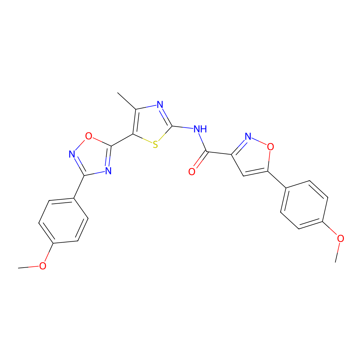 5-(4-methoxyphenyl)-N-[(2E)-5-[3-(4-methoxyphenyl)-1,2,4-oxadiazol-5-yl]-4-methyl-1,3-thiazol-2(3H)-ylidene]-1,2-oxazole-3-carboxamide molecular structure, CAS 1144467-92-4