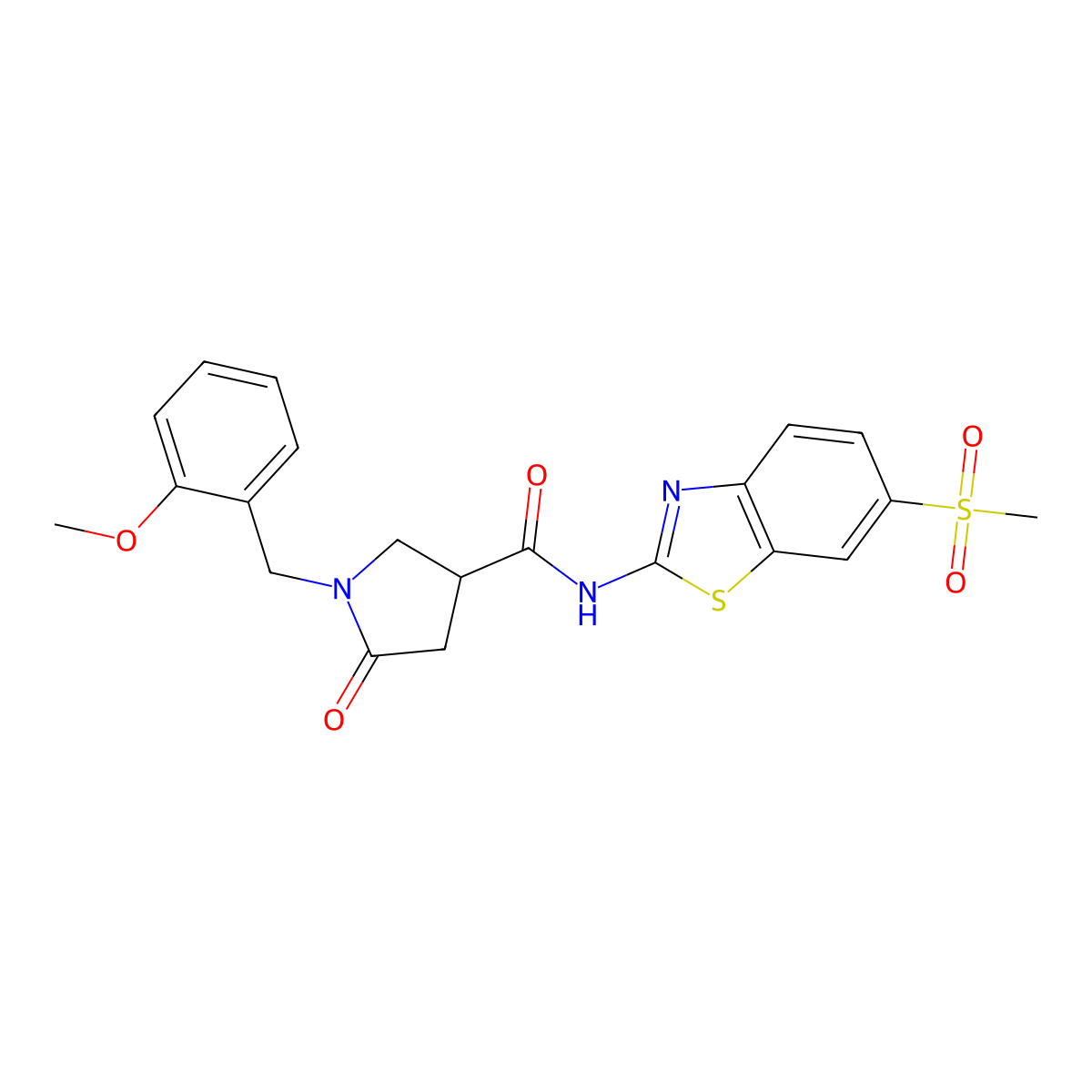 1-(2-methoxybenzyl)-N-[(2Z)-6-(methylsulfonyl)-1,3-benzothiazol-2(3H)-ylidene]-5-oxopyrrolidine-3-carboxamide molecular structure, CAS 1144468-08-5