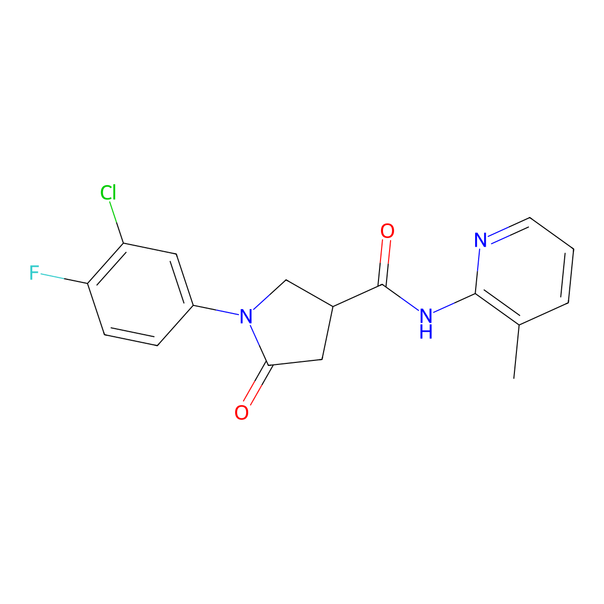 1-(3-chloro-4-fluorophenyl)-N-(3-methylpyridin-2-yl)-5-oxopyrrolidine-3-carboxamide molecular structure, CAS 1144468-09-6