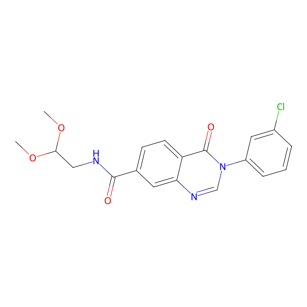 3-(3-chlorophenyl)-N-(2,2-dimethoxyethyl)-4-oxo-3,4-dihydroquinazoline-7-carboxamide molecular structure, CAS 1144468-13-2