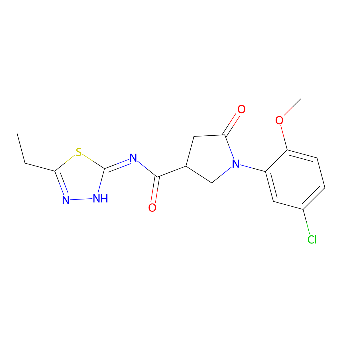 1-(5-chloro-2-methoxyphenyl)-N-(5-ethyl-1,3,4-thiadiazol-2-yl)-5-oxopyrrolidine-3-carboxamide molecular structure, CAS 1144468-49-4