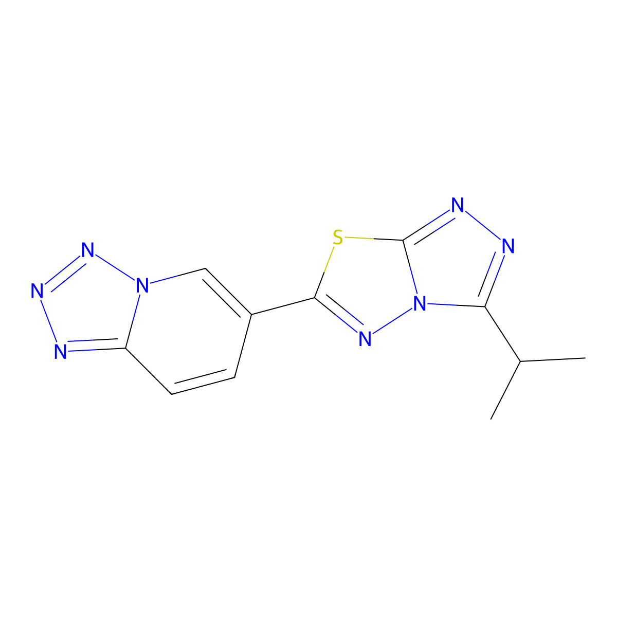 6-[3-(Propan-2-yl)[1,2,4]triazolo[3,4-b][1,3,4]thiadiazol-6-yl]tetrazolo[1,5-a]pyridine molecular structure, CAS 1144468-70-1