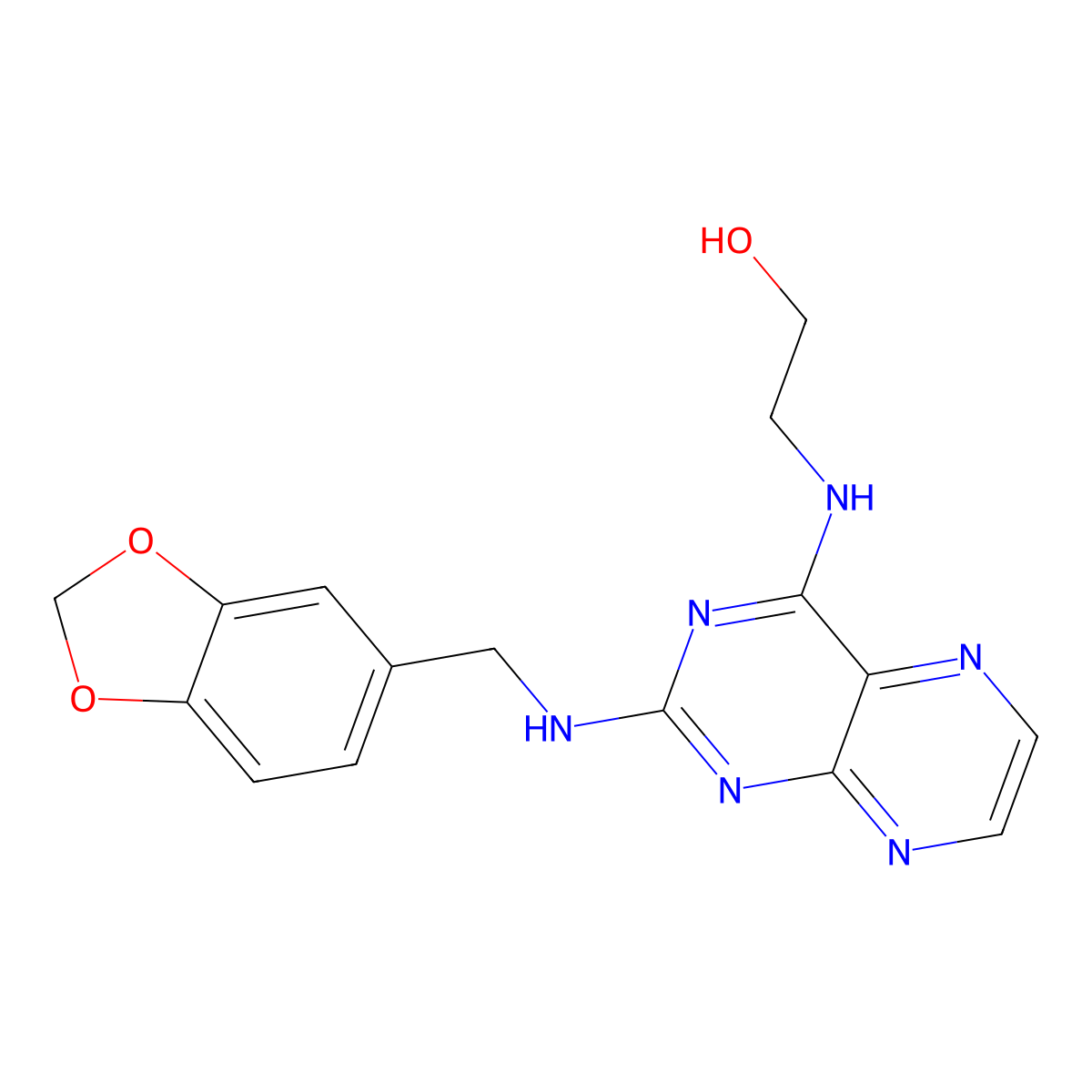 2-({2-[(1,3-Benzodioxol-5-ylmethyl)amino]pteridin-4-yl}amino)ethanol molecular structure, CAS 1144468-88-1
