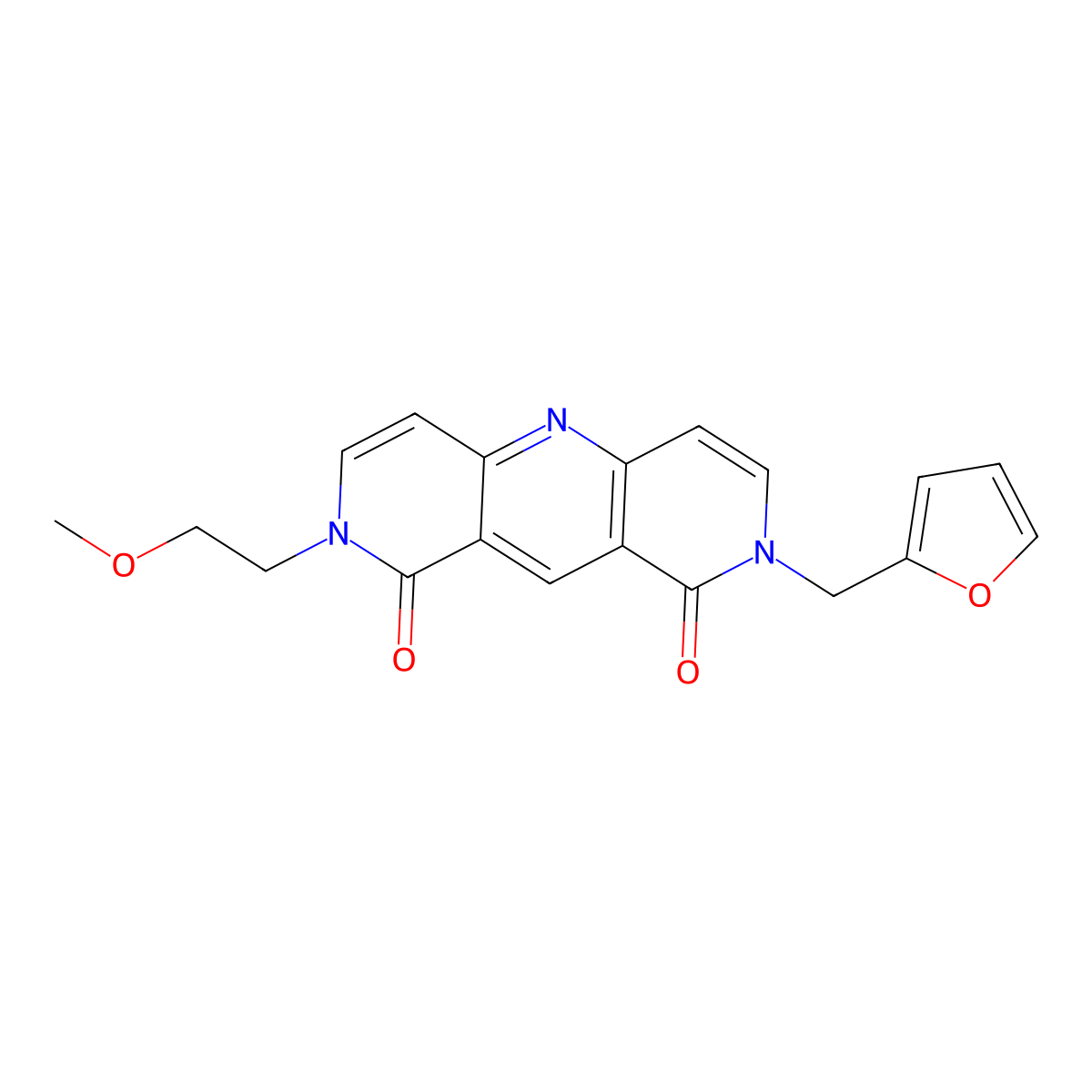 2-(2-furylmethyl)-8-(2-methoxyethyl)pyrido[4,3-b][1,6]naphthyridine-1,9(2H,8H)-dione molecular structure, CAS 1144468-92-7