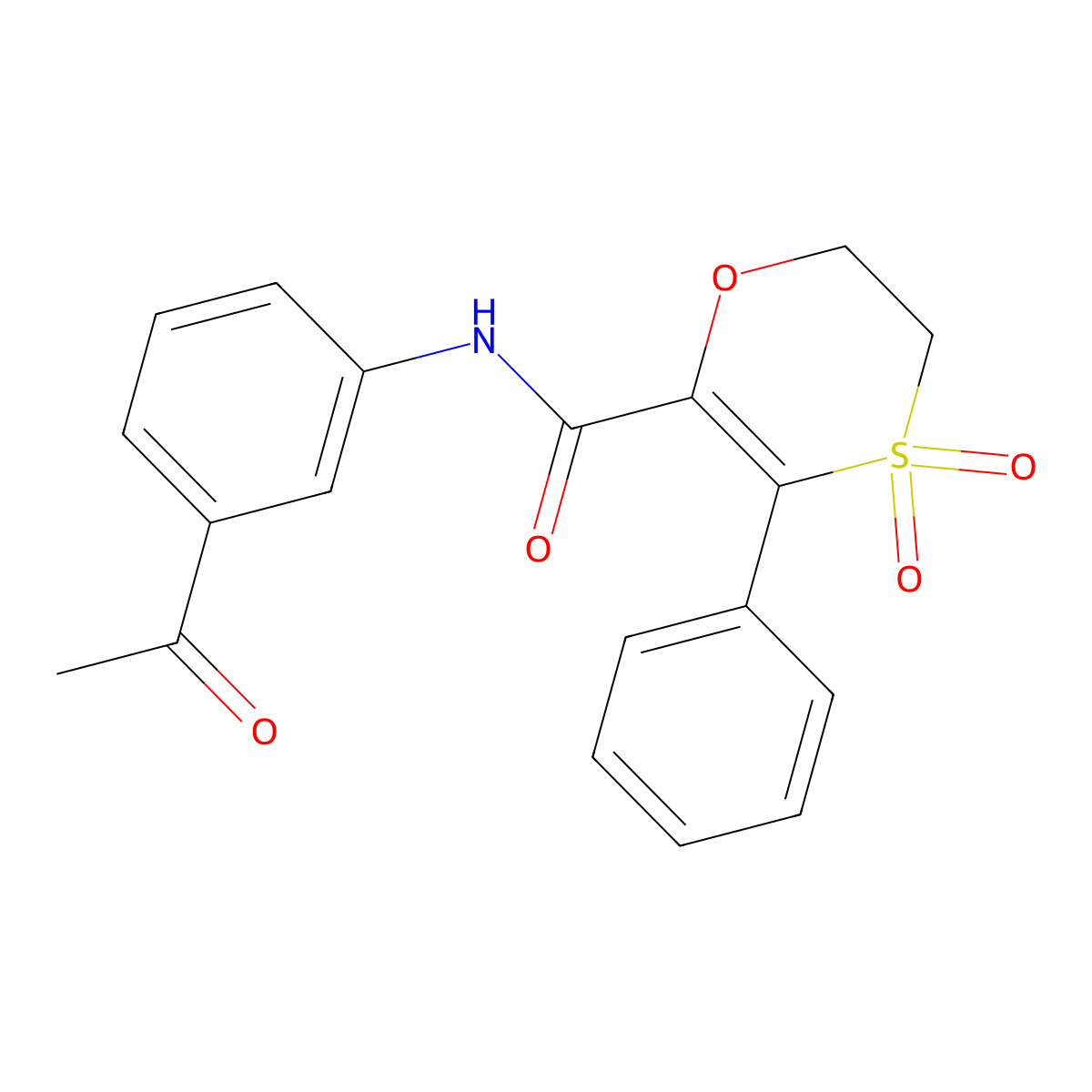 N-(3-acetylphenyl)-3-phenyl-5,6-dihydro-1,4-oxathiine-2-carboxamide 4,4-dioxide molecular structure, CAS 1144468-99-4