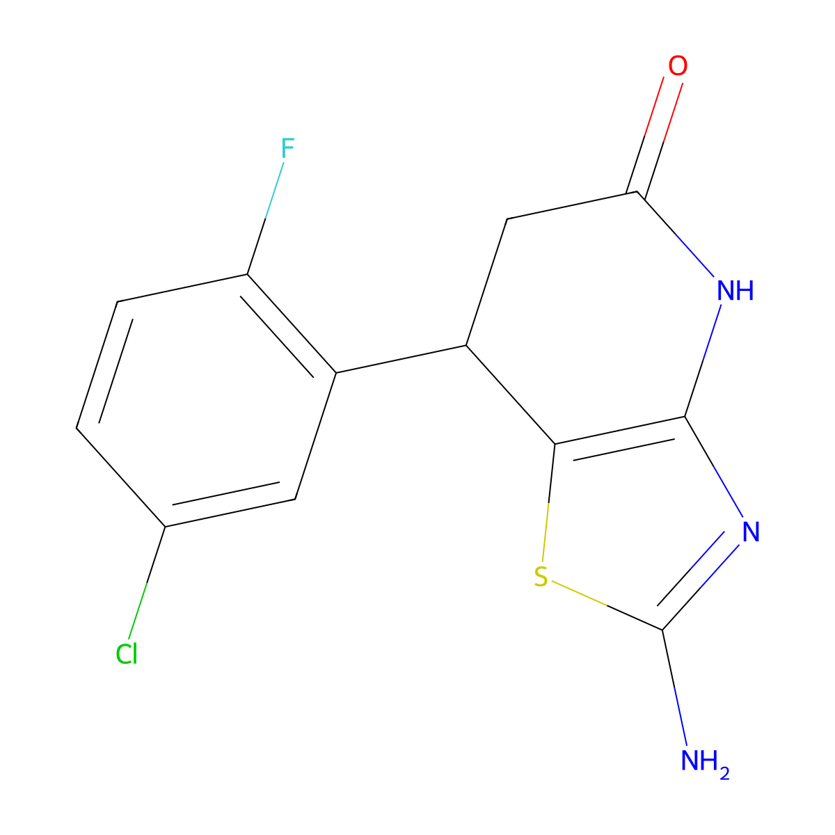 2-amino-7-(5-chloro-2-fluorophenyl)-6,7-dihydrothiazolo[4,5-b]pyridin-5(4H)-one molecular structure, CAS 1144469-11-3