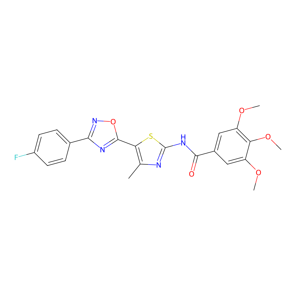 N-[(2Z)-5-[3-(4-fluorophenyl)-1,2,4-oxadiazol-5-yl]-4-methyl-1,3-thiazol-2(3H)-ylidene]-3,4,5-trimethoxybenzamide molecular structure, CAS 1144469-12-4