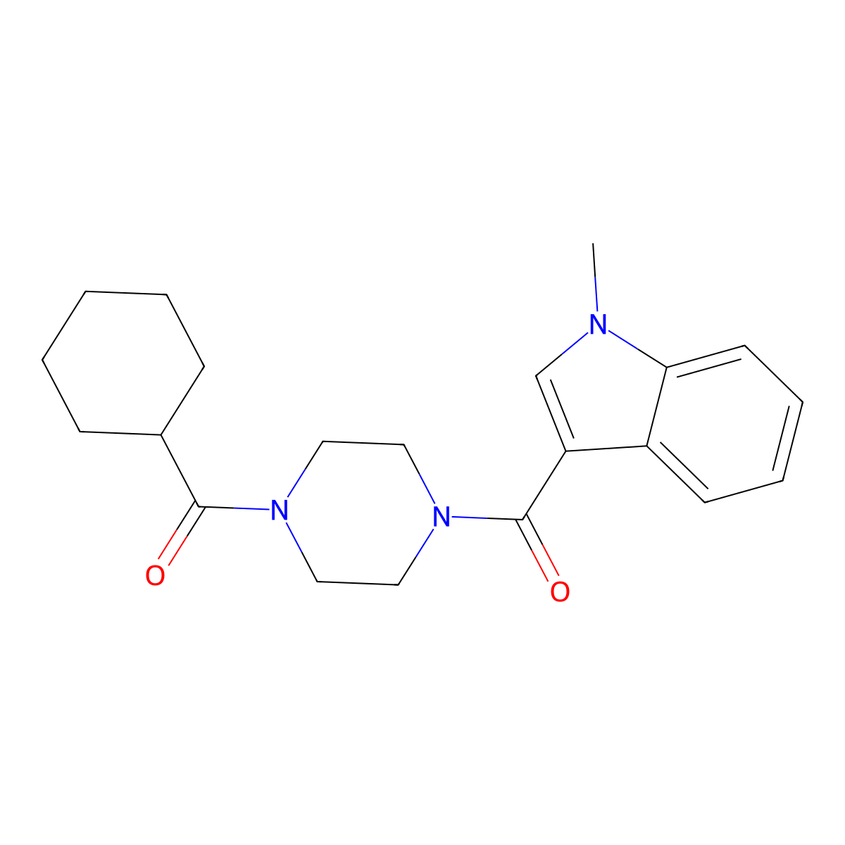 cyclohexyl{4-[(1-methyl-1H-indol-3-yl)carbonyl]piperazin-1-yl}methanone molecular structure, CAS 1144469-21-5