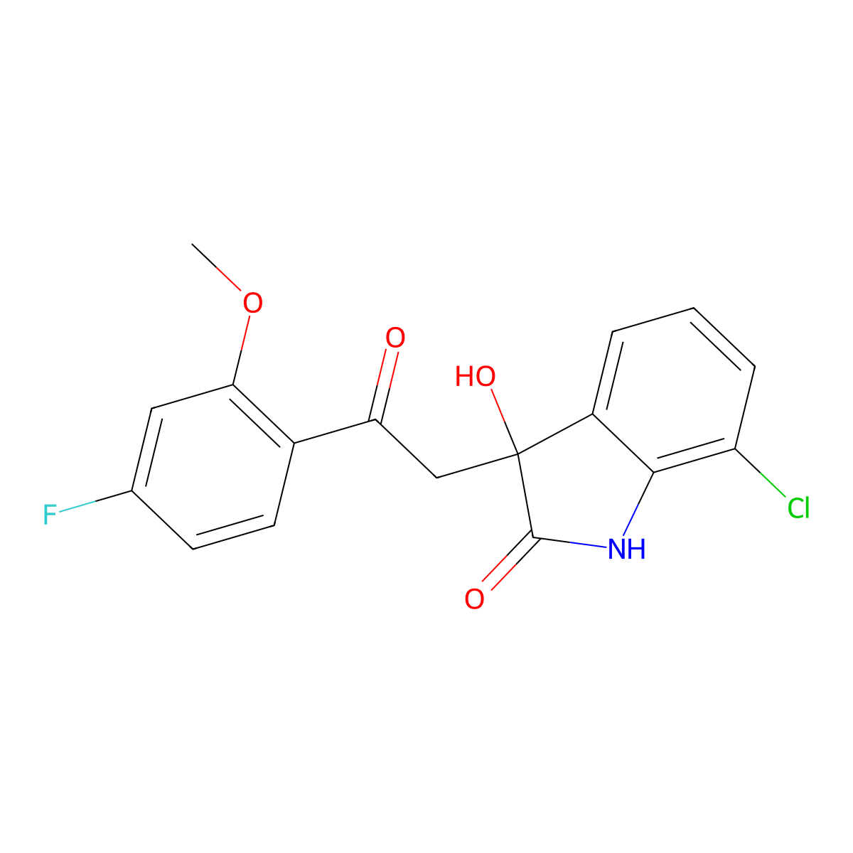 7-chloro-3-[2-(4-fluoro-2-methoxyphenyl)-2-oxoethyl]-3-hydroxy-1,3-dihydro-2H-indol-2-one molecular structure, CAS 1144469-25-9