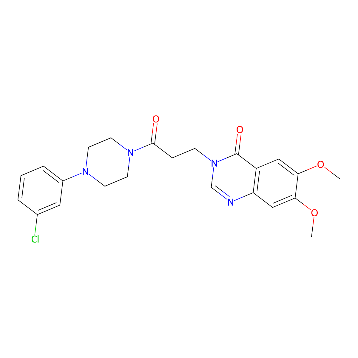 3-{3-[4-(3-chlorophenyl)piperazin-1-yl]-3-oxopropyl}-6,7-dimethoxyquinazolin-4(3H)-one molecular structure, CAS 1144469-56-6