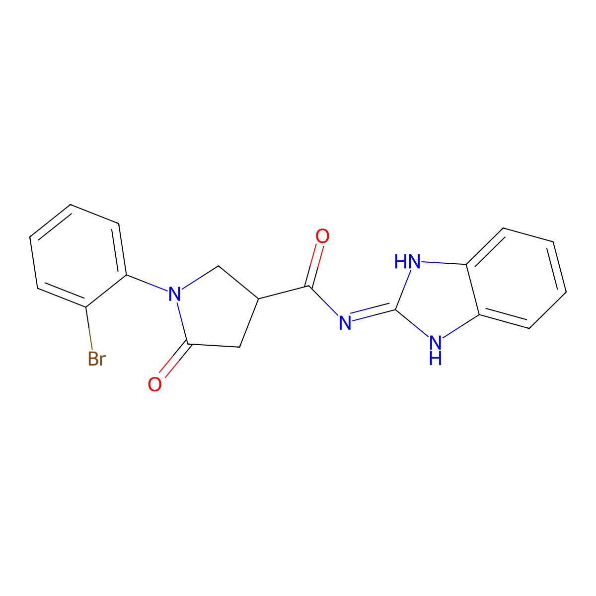 1-(2-bromophenyl)-N-(1,3-dihydro-2H-benzimidazol-2-ylidene)-5-oxopyrrolidine-3-carboxamide molecular structure, CAS 1144469-59-9
