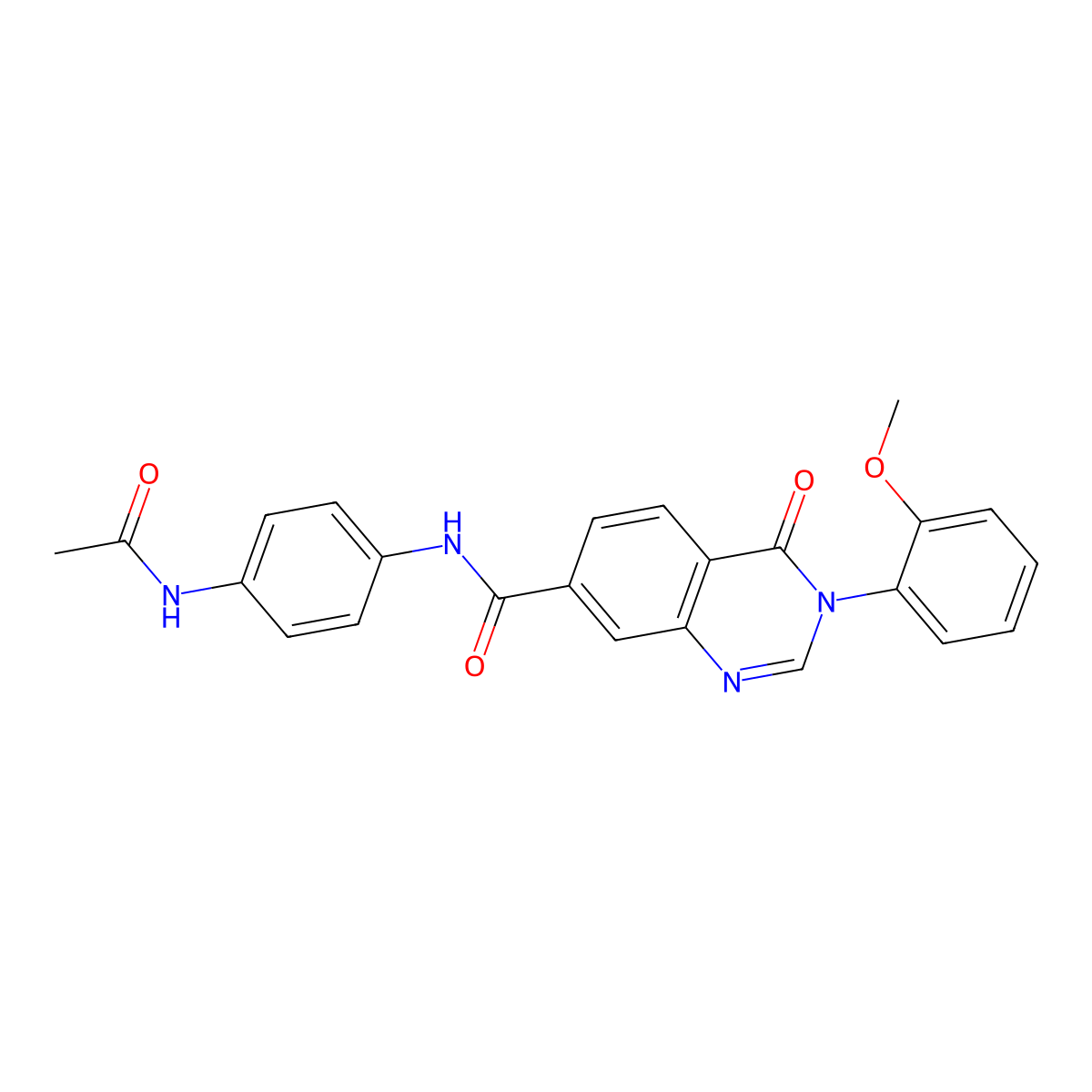 N-[4-(acetylamino)phenyl]-3-(2-methoxyphenyl)-4-oxo-3,4-dihydroquinazoline-7-carboxamide molecular structure, CAS 1144469-69-1