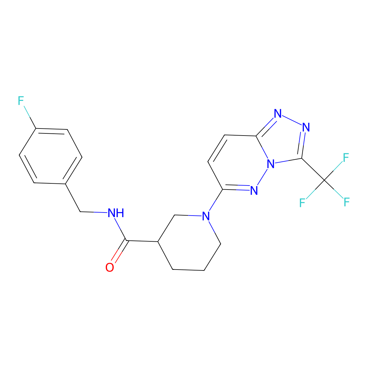 N-(4-fluorobenzyl)-1-[3-(trifluoromethyl)[1,2,4]triazolo[4,3-b]pyridazin-6-yl]piperidine-3-carboxamide molecular structure, CAS 1144469-98-6