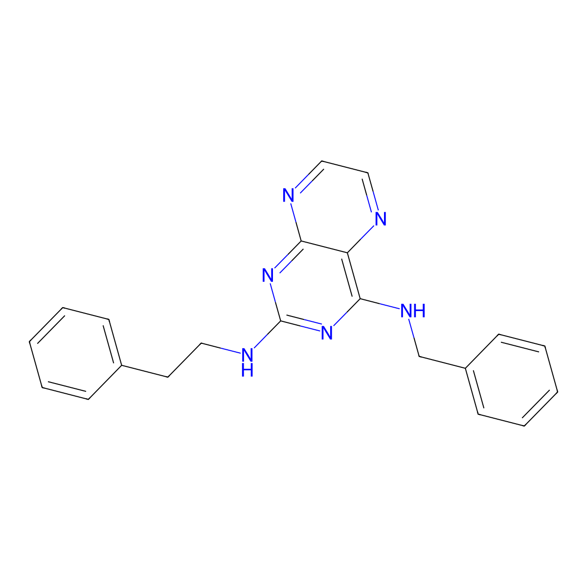 {2-[(2-Phenylethyl)amino]pteridin-4-yl}benzylamine molecular structure, CAS 1144470-00-7