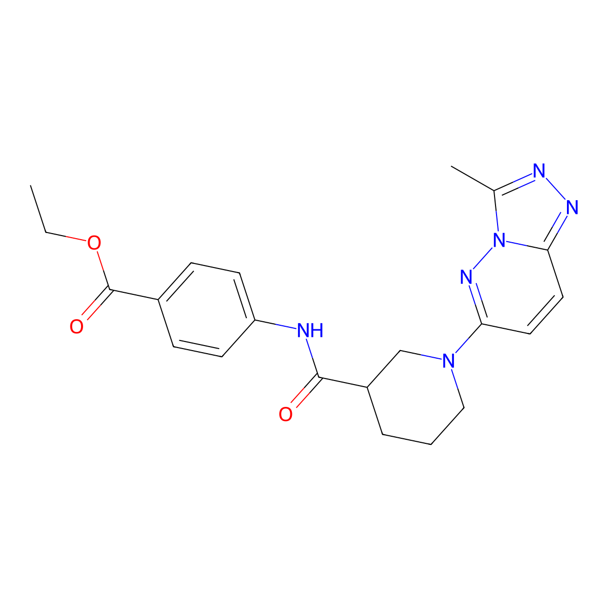 Ethyl 4-({[1-(3-methyl[1,2,4]triazolo[4,3-b]pyridazin-6-yl)piperidin-3-yl]carbonyl}amino)benzoate molecular structure, CAS 1144470-05-2