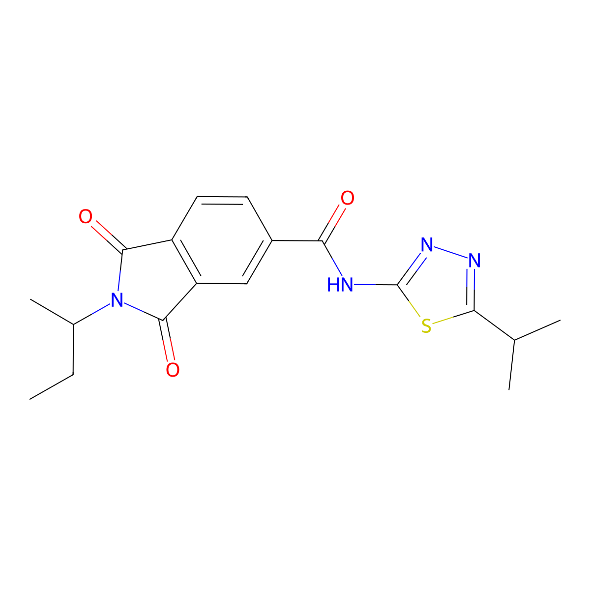 2-(butan-2-yl)-1,3-dioxo-N-[(2E)-5-(propan-2-yl)-1,3,4-thiadiazol-2(3H)-ylidene]-2,3-dihydro-1H-isoindole-5-carboxamide molecular structure, CAS 1144470-09-6