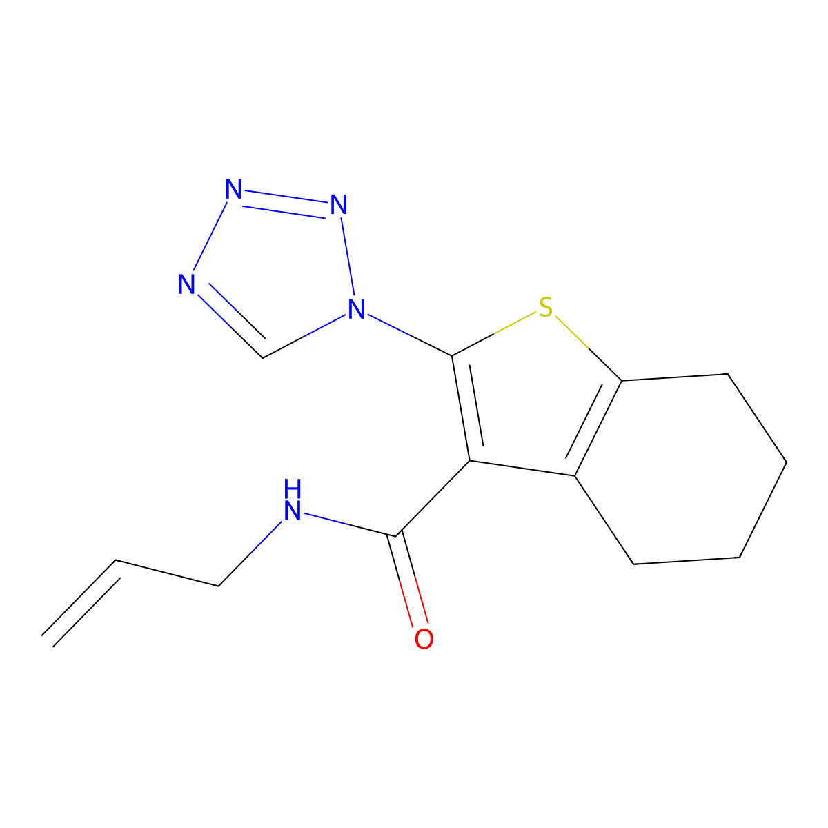 N-(prop-2-en-1-yl)-2-(1H-tetrazol-1-yl)-4,5,6,7-tetrahydro-1-benzothiophene-3-carboxamide molecular structure, CAS 1144470-10-9