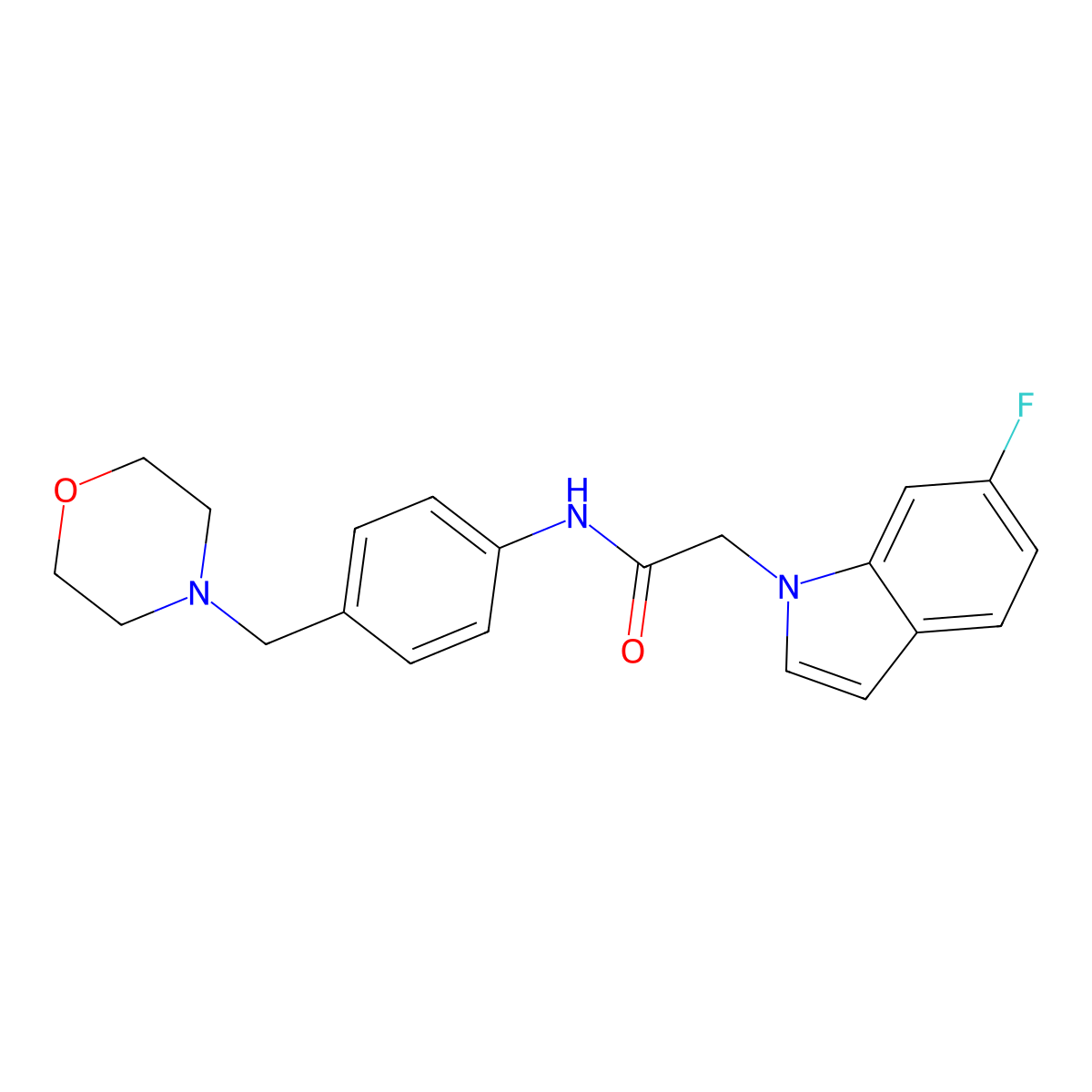 2-(6-fluoro-1H-indol-1-yl)-N-[4-(morpholin-4-ylmethyl)phenyl]acetamide molecular structure, CAS 1144470-11-0