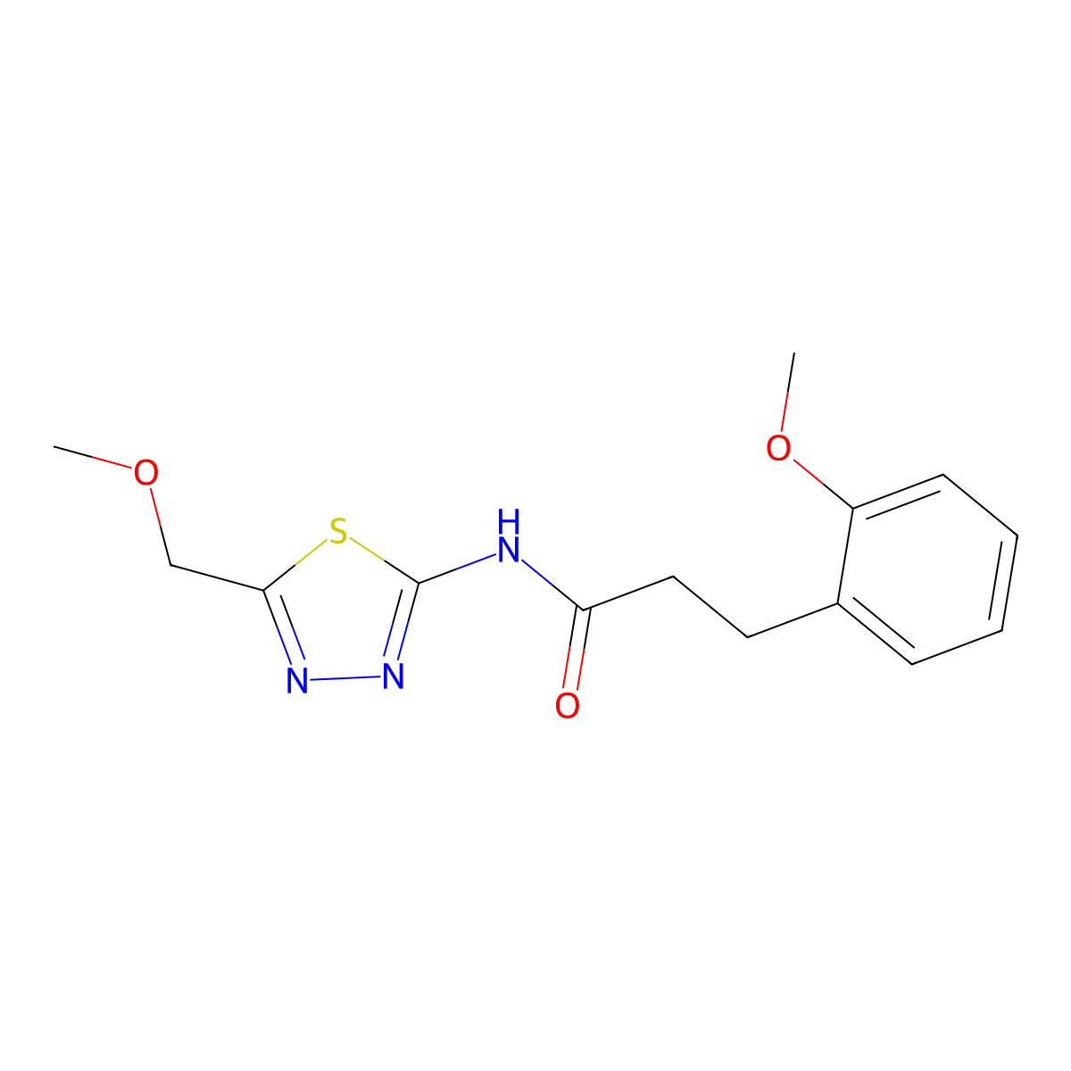 N-[(2E)-5-(methoxymethyl)-1,3,4-thiadiazol-2(3H)-ylidene]-3-(2-methoxyphenyl)propanamide molecular structure, CAS 1144470-13-2