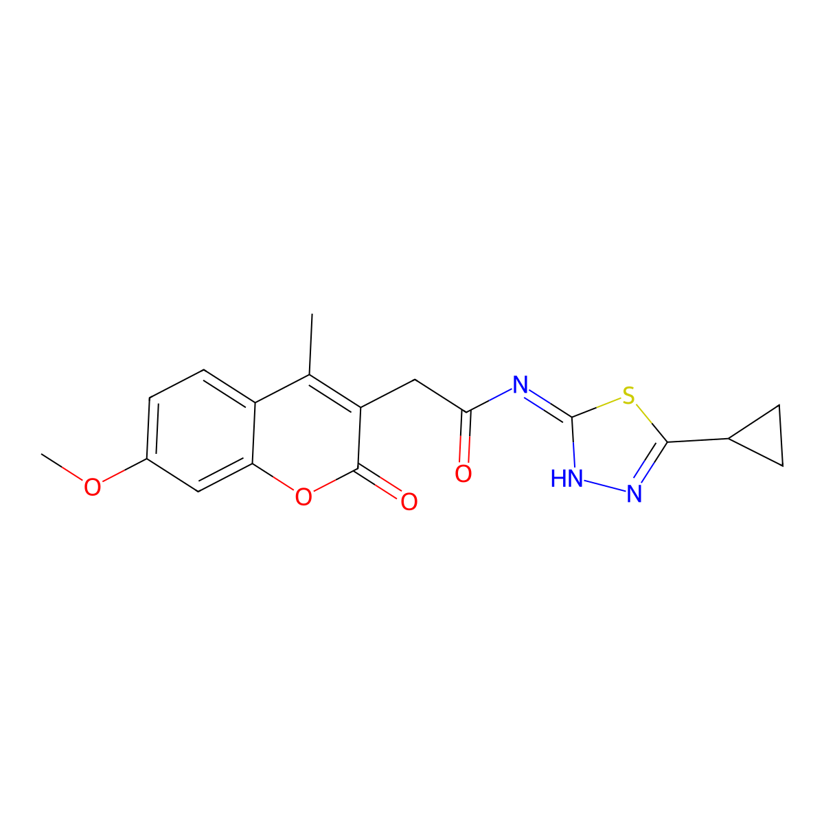 N-(5-cyclopropyl-1,3,4-thiadiazol-2-yl)-2-(7-methoxy-4-methyl-2-oxo-2H-chromen-3-yl)acetamide molecular structure, CAS 1144470-17-6