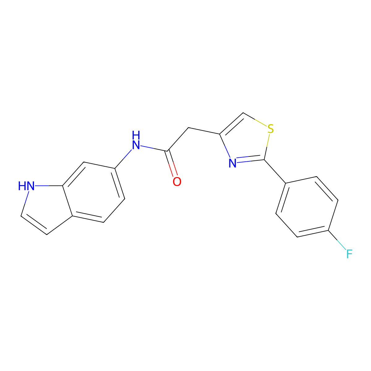 2-[2-(4-fluorophenyl)-1,3-thiazol-4-yl]-N-(1H-indol-6-yl)acetamide molecular structure, CAS 1144470-26-7