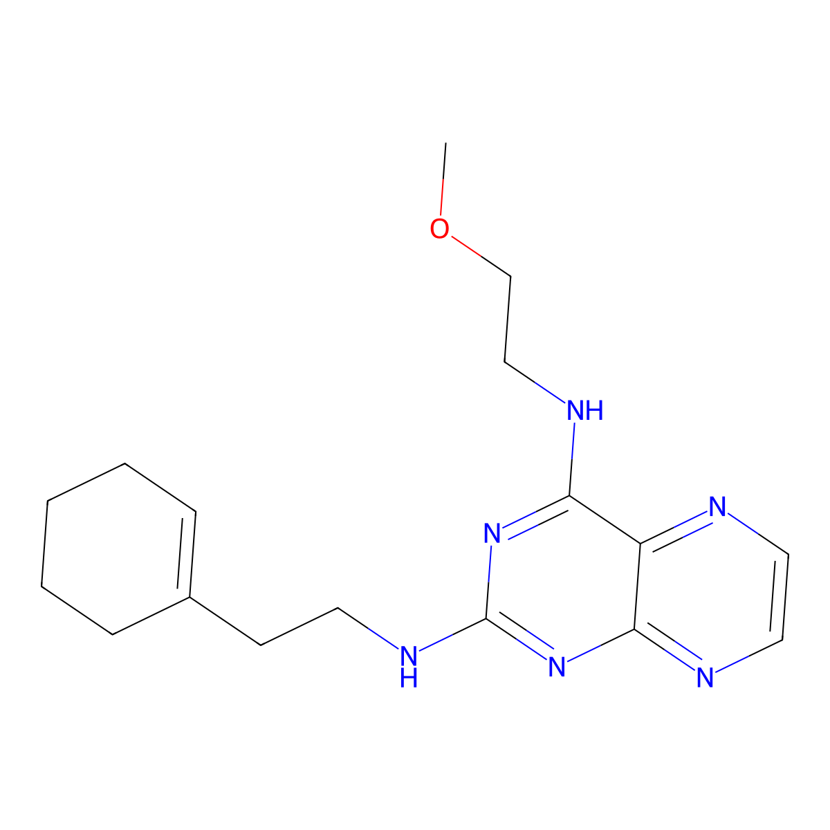 (2-Cyclohex-1-enylethyl){4-[(2-methoxyethyl)amino]pteridin-2-yl}amine molecular structure, CAS 1144470-31-4