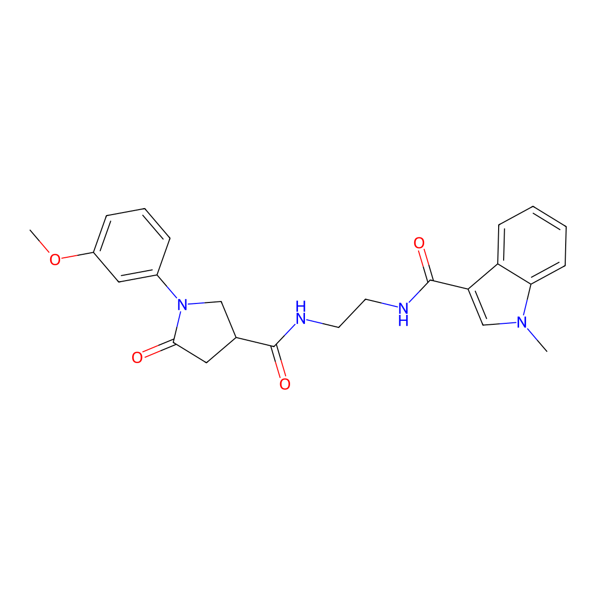 N-[2-({[1-(3-methoxyphenyl)-5-oxopyrrolidin-3-yl]carbonyl}amino)ethyl]-1-methyl-1H-indole-3-carboxamide molecular structure, CAS 1144470-38-1
