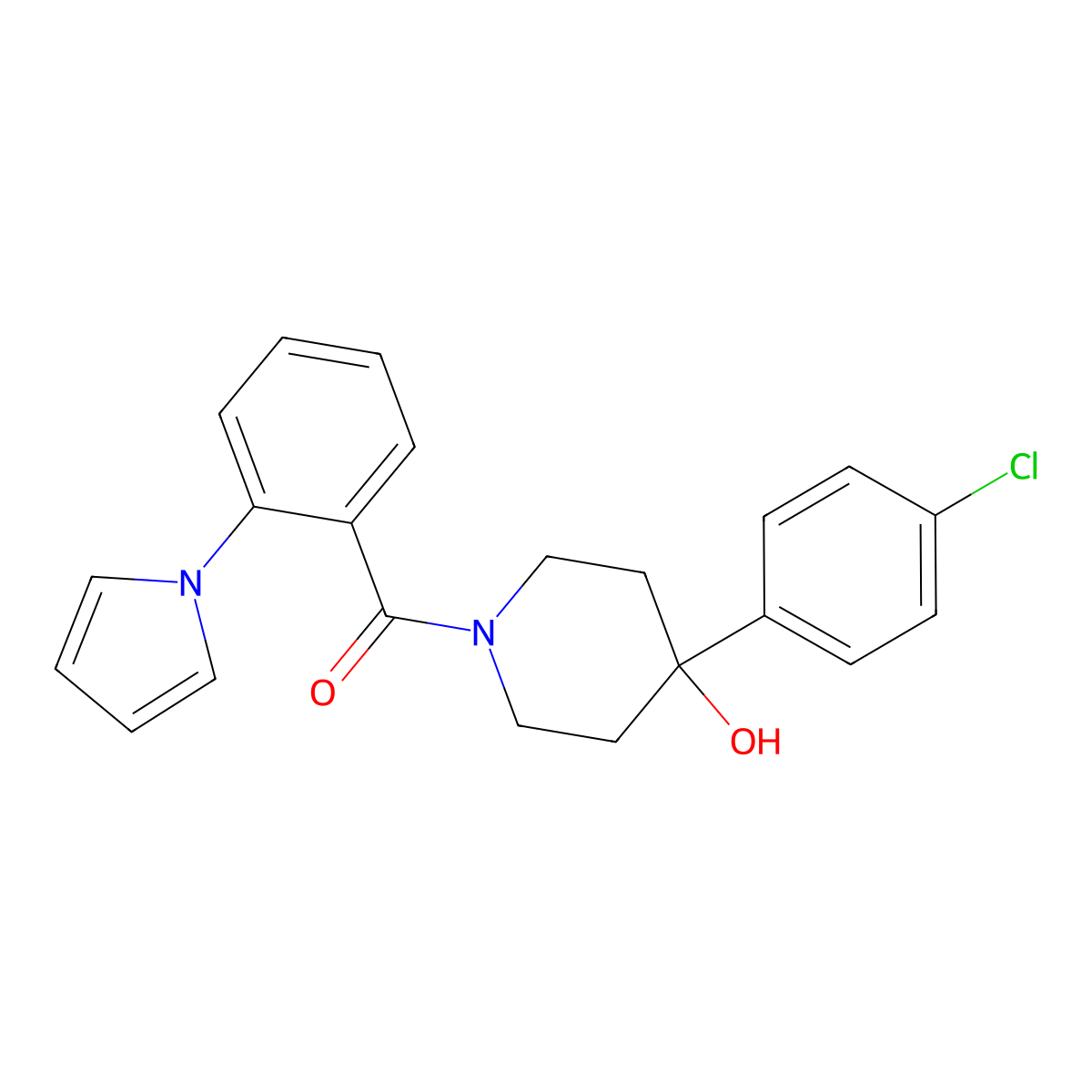 [4-(4-chlorophenyl)-4-hydroxypiperidin-1-yl][2-(1H-pyrrol-1-yl)phenyl]methanone molecular structure, CAS 1144470-52-9