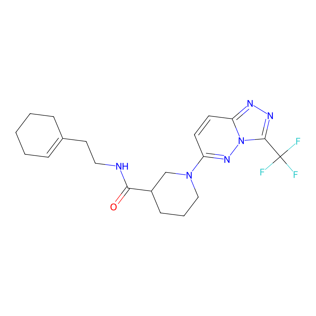 N-[2-(cyclohex-1-en-1-yl)ethyl]-1-[3-(trifluoromethyl)[1,2,4]triazolo[4,3-b]pyridazin-6-yl]piperidine-3-carboxamide molecular structure, CAS 1144470-58-5